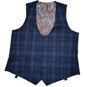 Indochino Men's Vest with Blue Plaid Print